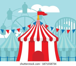 Flat style concept of Circus carnival event
