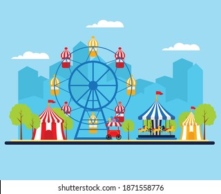 Flat style concept of Circus Carnival party