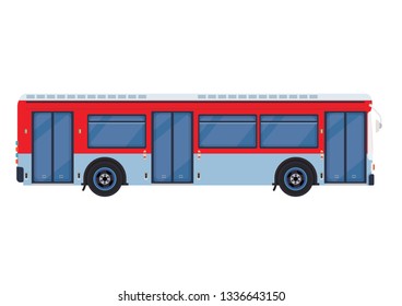 Flat style concept of public transport. Bus side view. Isolated vector illustration. Bus vector icon - Vector