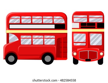 Flat style concept of public transport.   buses in two sides view Retro vintage 