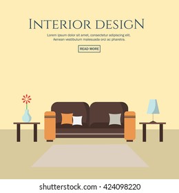 Flat style concept set of interior design room types. Concepts for web banners and promotional materials. Vector illustration.