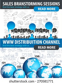 Concepto de estilo plano para medios sociales, organización de agenda y marketing digital orientado a negocios. Ideal para material impreso, volante, folletos o banners web.