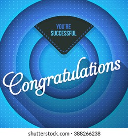 Flat Style Congratulations Lettering, Movie Style Blue Colors Background