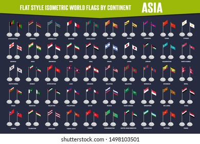 Flat Style Contry Flags in Asia