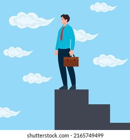 flat style corporate man at top podium