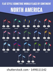 Flat style Country Flags in North America