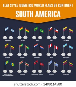 Flat Style Country Flags in South America