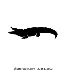 flat style crocodile silhouette icon