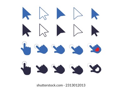 flat style cursor icon collection in many shapes vector