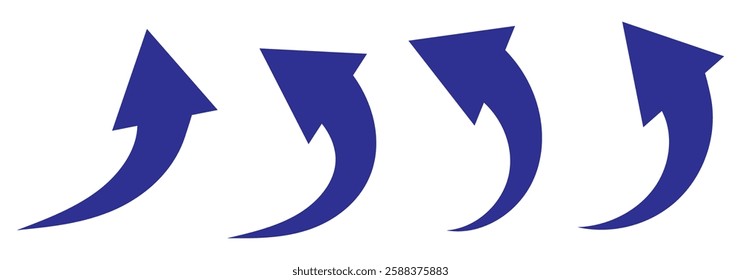 flat style curve arrow icon vector isolated on white