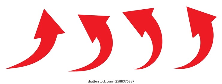 flat style curve arrow icon vector isolated on white