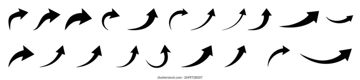 Flat style curved arrow icon collection isolated. different kinds of arrow symbol indicator. for your apps, websites