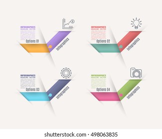 Flat Style, Cut Shadows Infographics Elements Vector Template
