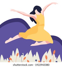 Flat Style Dance Girl Training Illustration