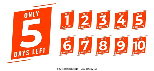 flat style days left countdown tag template for special sale offer vector