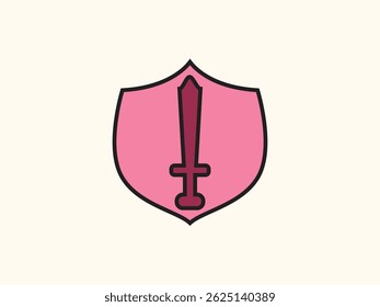 Flat style defense icon with shield and lock symbol. Ideal for security, privacy, and protection themes. Clean, modern, and fully scalable vector design