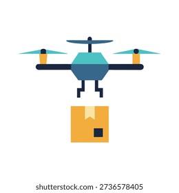 Flat style delivery drone bringing ecommerce order package supporting fast digital retail operations growth scalability