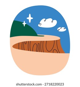 Ilustración vectorial de desierto de estilo plano con cactus y dunas