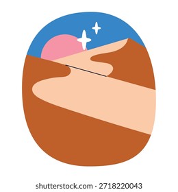 Ilustración vectorial de desierto de estilo plano con cactus y dunas