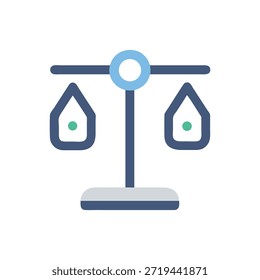 A flat style design of a balance scale on a White Background, symbolizing justice and law.