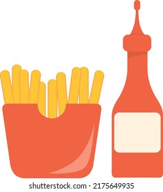 flat style design chips packet with tomato Sause bottle 