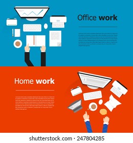 Flat Style design computer work office and home