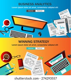 Flat Style Design Concepts for business strategy and career.