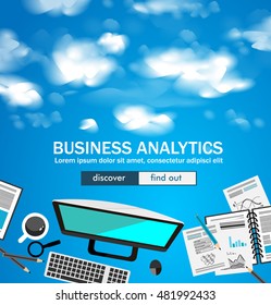 Diseño de estilo plano Conceptos para análisis de negocio y estrategia ganadora, finanzas, lluvia de ideas, carrera, contratación, mesa de reuniones, formación de personal.Ideal para material impreso o banners web.