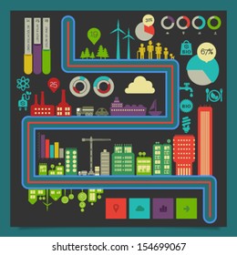 Flat style design eco city infographic