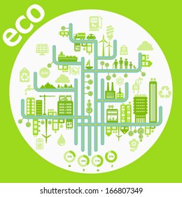 Flat style design eco city infographic 