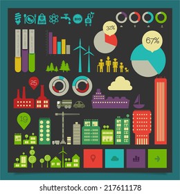 Flat style design eco city infographic