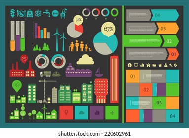 Flat style design eco city infographic