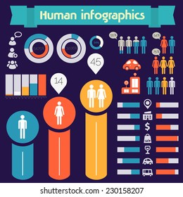 Flat style design eco city infographic