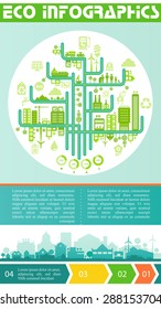 Flat style design eco city infographic with options banners