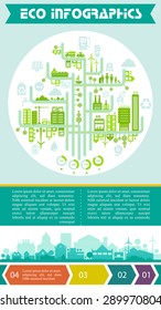 Flat style design eco city infographic with options banners