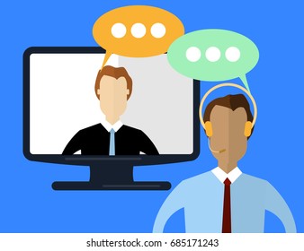 Flat style design for online webinar, online education, distant education technology concept. Vector Illustration