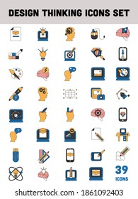 Flat Style Design Thinking Icon Set On White Background.