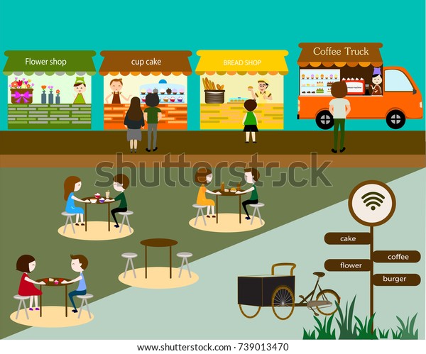 Flat Style Design Vector Outdoor Market Stock Vector Royalty Free 739013470