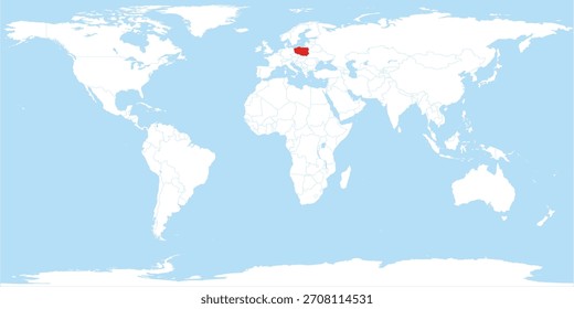 A flat style design of World Map Country Poland Highlighted Atlas