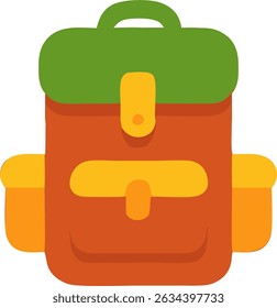 Flat Style Detailed Backpack School Bag Illustration Icon Travel Equipment
