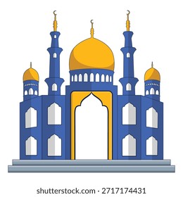 Ilustración detallada de la arquitectura del lugar religioso del edificio de la mezquita del estilo plano