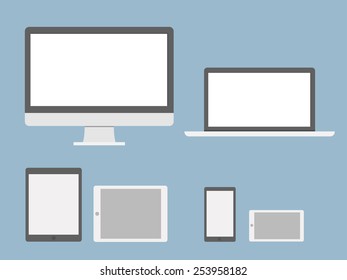 Flat Style Devices - Computer, Phone and Tablet