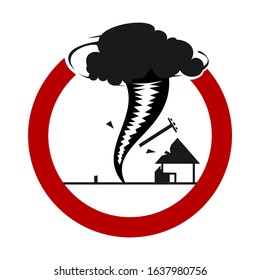 Flat Style Disaster Illustration  in Red Circle