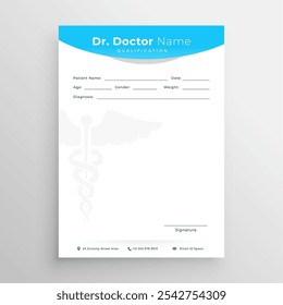 panfleto de mockup de papel médico de prescrição médica de estilo plano para vetor de anúncio de negócios