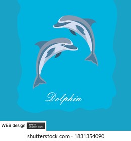 Icono de delfín de estilo plano.Icono de vector.