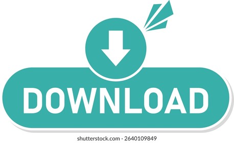 Flat style "Download" button with arrow icon and alert mark, ideal for websites, apps, software, files, and digital resource access.