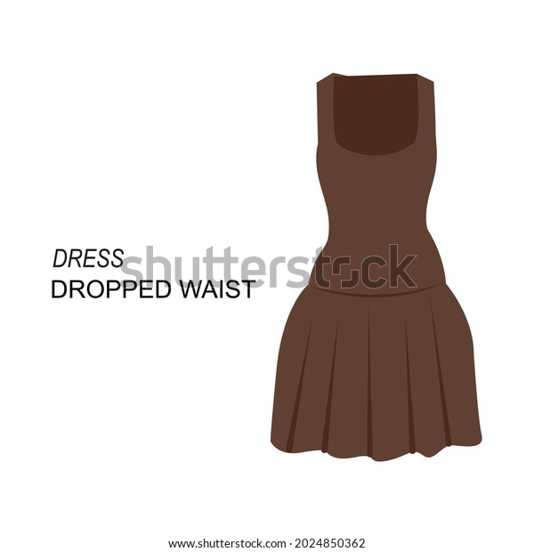 Flat Style Dropped Waist Dress Vector\
illustartion. Cartoon style sleeveless dress vector icon isolated\
on white background. Simple brown dress for summer. Modern round\
neck dress pictogram