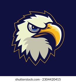 Flat style Eagle mascot logo for basketball, baseball, football or others games. Eagle face vector illustration on dark background.