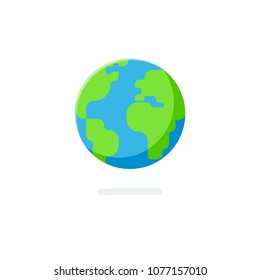 Flat style Earth globe icon. Spherical world map isolated on a white