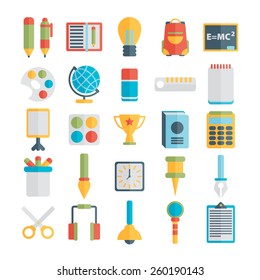 Flat style, education and e-learning vector illustrations